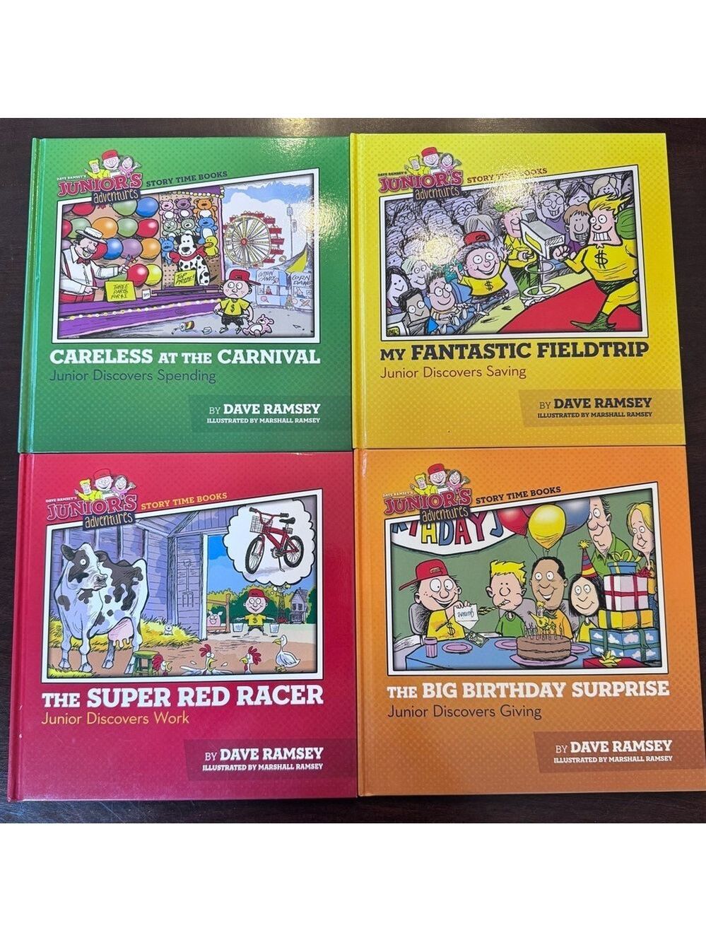 Set of 4 Junior's Adventures Storytime Book Set by Dave Ramsey.  Hardcover